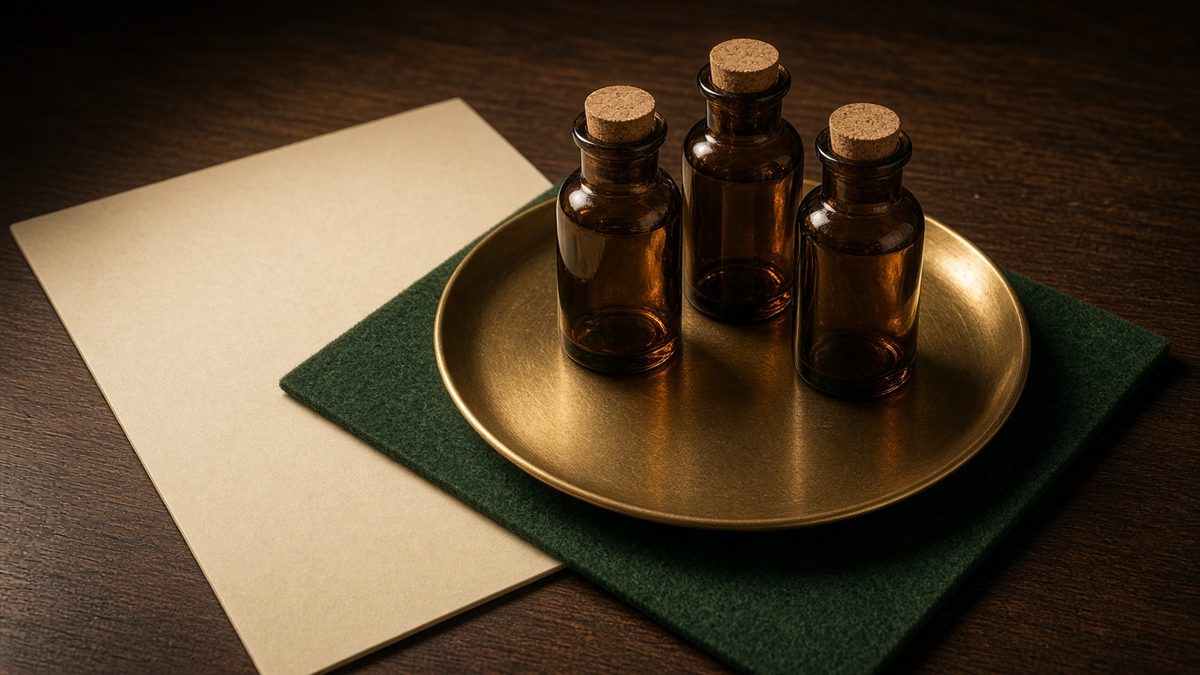 drug addiction treatment still life: Anthracite desk, cream inspection card, coal-region topographic scrap, steel clip